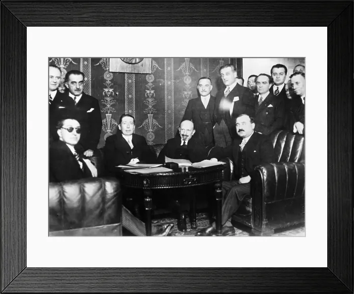 Framed Print : Foreign Ministers Seated After Pact Sign Framed Print : Foreign Ministers Seated After Pact Sign