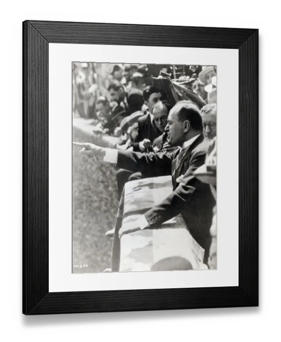 Framed Print : Benito Mussolini Pointing at Rally Framed Print : Benito Mussolini Pointing at Rally