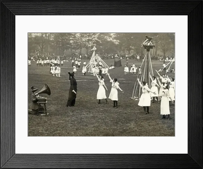 Framed Print : Women Dancing Next To Maypole Framed Print : Women Dancing Next To Maypole