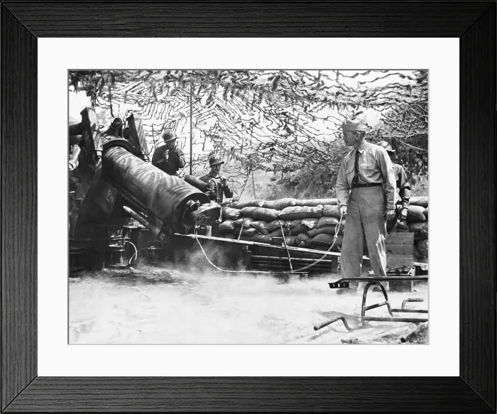 Framed Print : Navy Secretary Firing a Howitzer Framed Print : Navy Secretary Firing a Howitzer