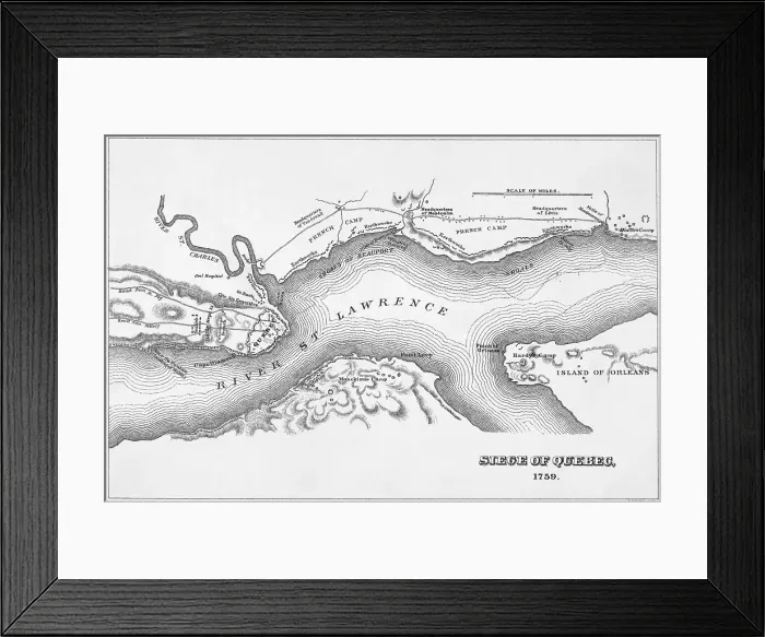 Framed Print : Map of 1759 Siege of Quebec Framed Print : Map of 1759 Siege of Quebec