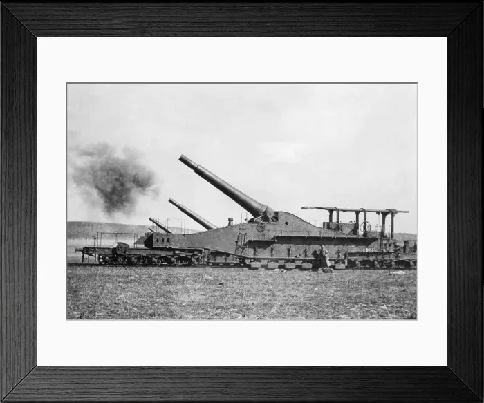 Framed Print : French Railway Guns Firing Framed Print : French Railway Guns Firing