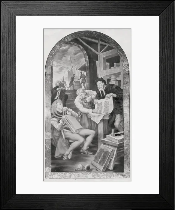 Framed Print : Johannes Gutenberg with Associates Framed Print : Johannes Gutenberg with Associates