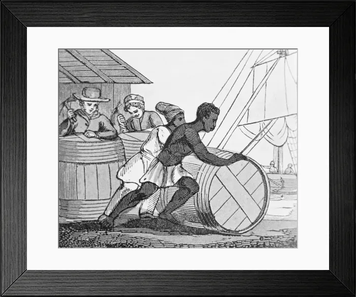 Framed Print : Slave Rolling Barrel Aboard Ship Framed Print : Slave Rolling Barrel Aboard Ship