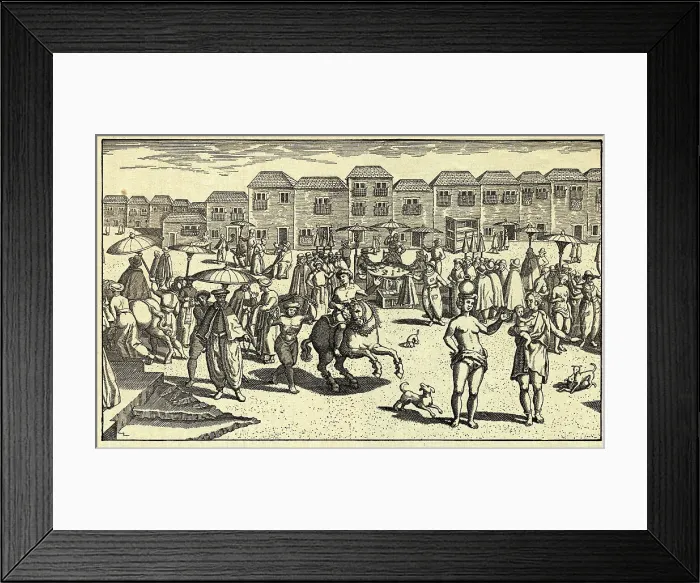 Framed Print : Citizens Shopping at Marketplace