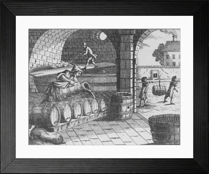 Framed Print : Engraving of a 17th-Century Brewery Framed Print : Engraving of a 17th-Century Brewery