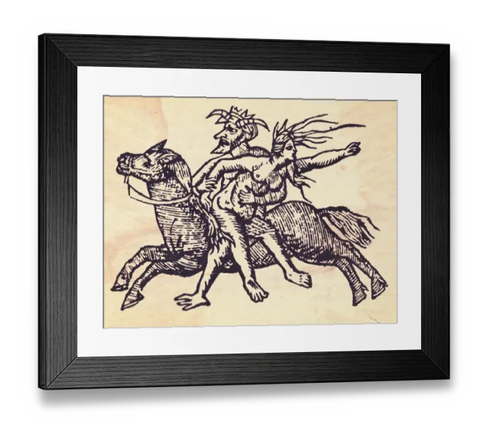 Framed Print : Devil Riding with Witch Framed Print : Devil Riding with Witch
