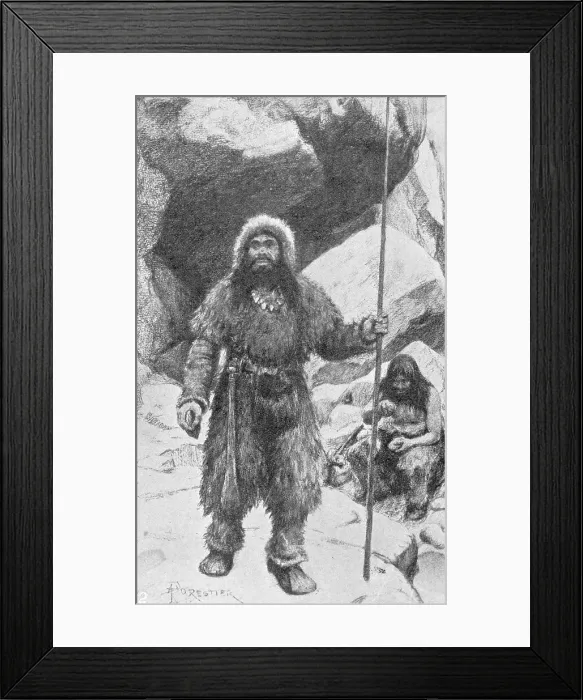 Framed Print : Cave Man Holding Staff Framed Print : Cave Man Holding Staff