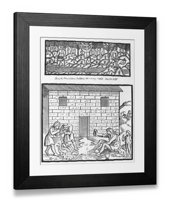 Framed Print : South American Indians Panning and Working Gold