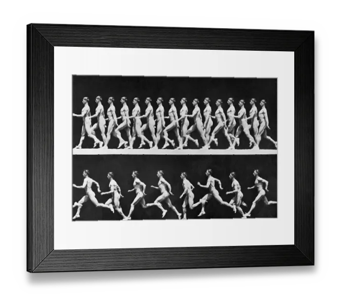 Framed Print : Sequential Frames of Nude Man Walking and Running Framed Print : Sequential Frames of Nude Man Walking and Running