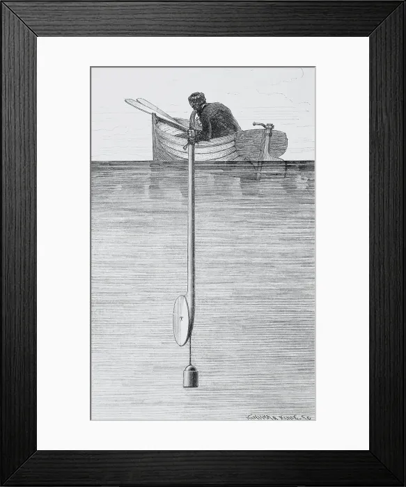 Framed Print : Sailor Measuring Depth of Ocean Framed Print : Sailor Measuring Depth of Ocean