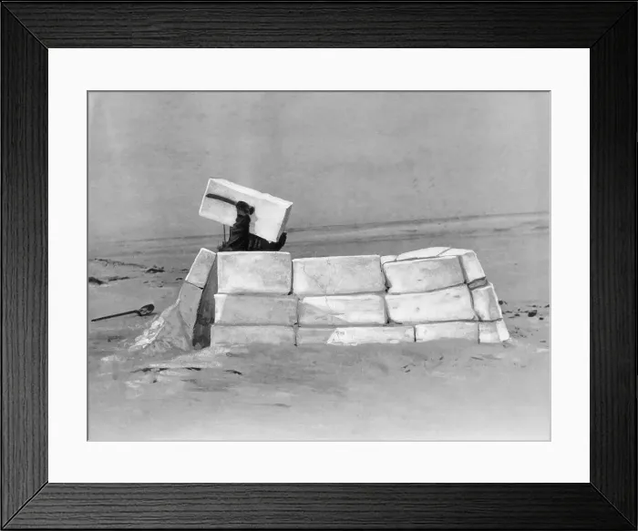 Framed Print : Eskimo Building an Igloo Framed Print : Eskimo Building an Igloo
