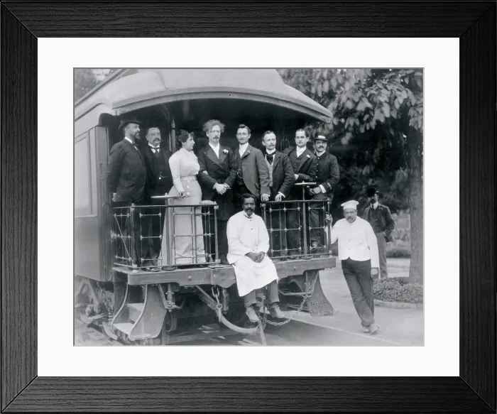 Framed Print : Mr. and Mrs. Paderewsky on Platform of Train Framed Print : Mr. and Mrs. Paderewsky on Platform of Train
