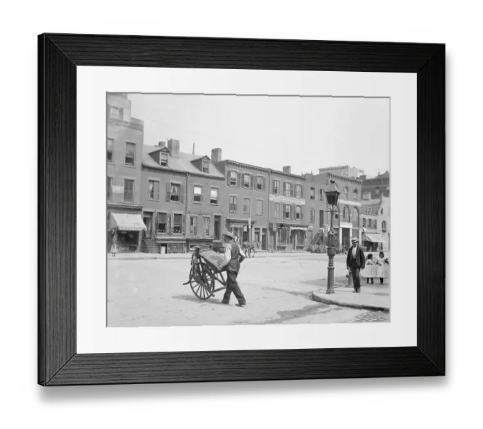 Framed Print : Merchant Walking Across Street Framed Print : Merchant Walking Across Street