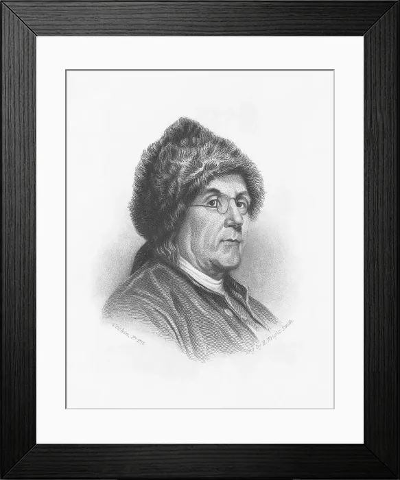 Framed Print : Portrait of Benjamin Franklin Wearing a Fur Hat Framed Print : Portrait of Benjamin Franklin Wearing a Fur Hat