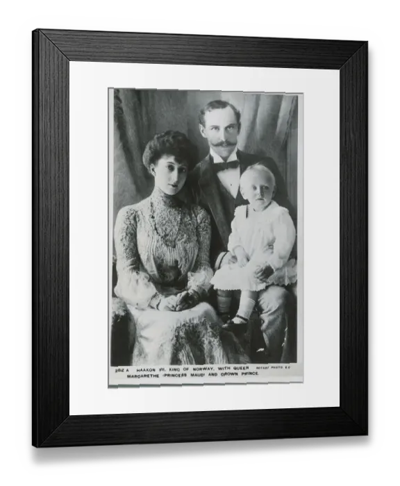 Framed Print : King Haakon With Wife and Son Framed Print : King Haakon With Wife and Son
