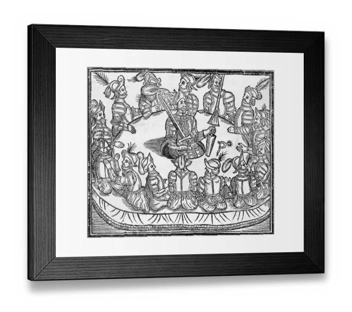Framed Print : Woodcut of King Arthur and the Knights of the Round Table Framed Print : Woodcut of King Arthur and the Knights of the Round Table