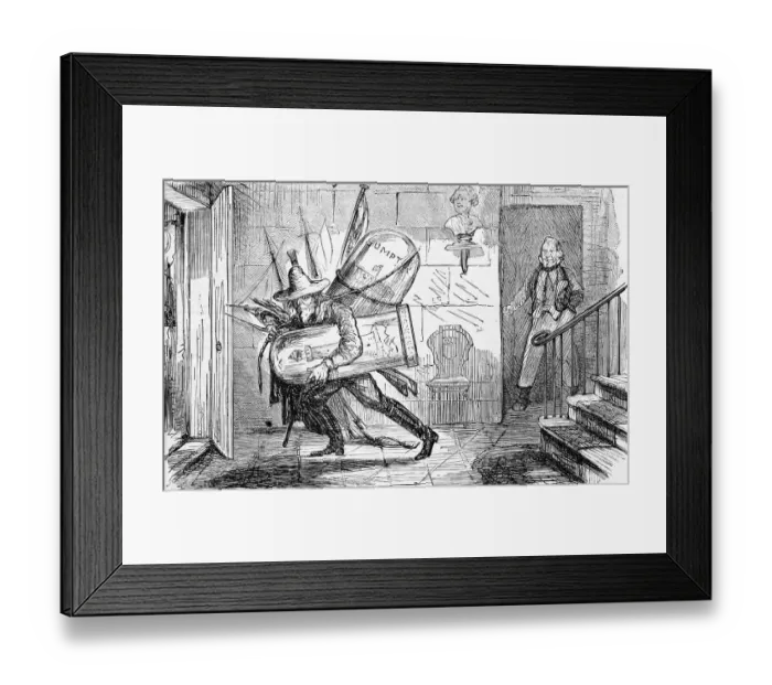 Framed Print : Political Cartoon of Jefferson Davis Carrying a Lighthouse and Fort Sumpter Framed Print : Political Cartoon of Jefferson Davis Carrying a Lighthouse and Fort Sumpter