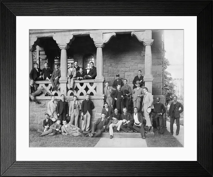 Framed Print : Yale Students Posing by Building Framed Print : Yale Students Posing by Building