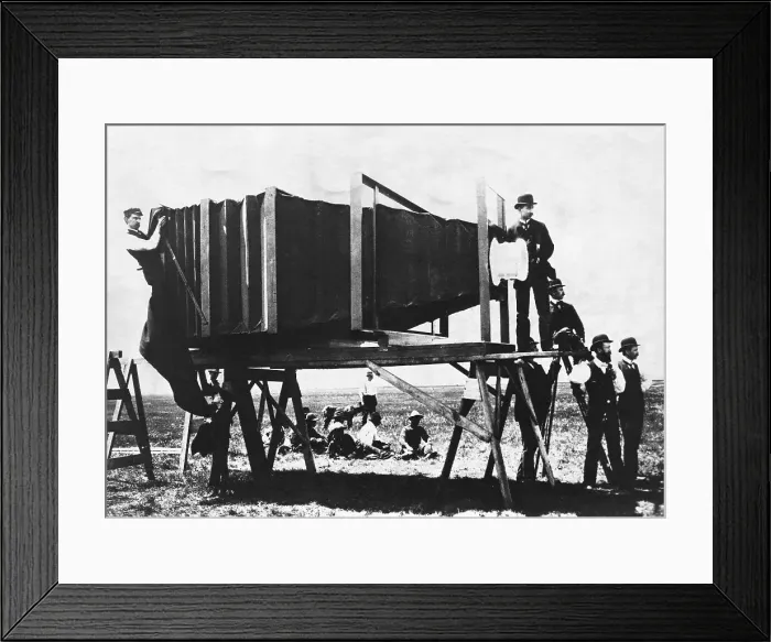 Framed Print : Men with Huge Camera Framed Print : Men with Huge Camera