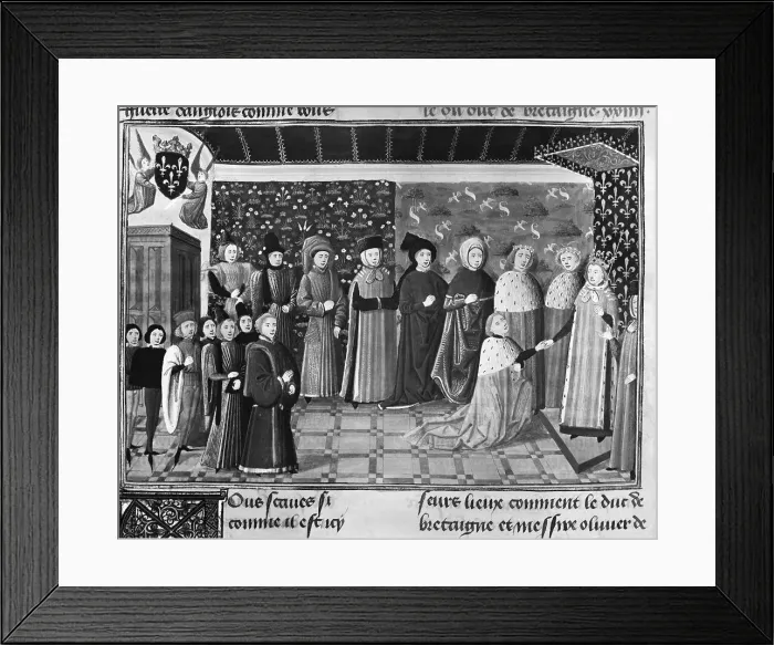 Framed Print : Manuscript Illustrating Lords Paying Homage Framed Print : Manuscript Illustrating Lords Paying Homage