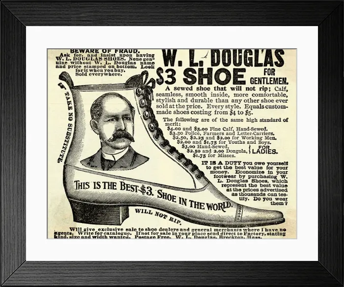 Framed Print : Advertisement for Douglas Shoes Framed Print : Advertisement for Douglas Shoes