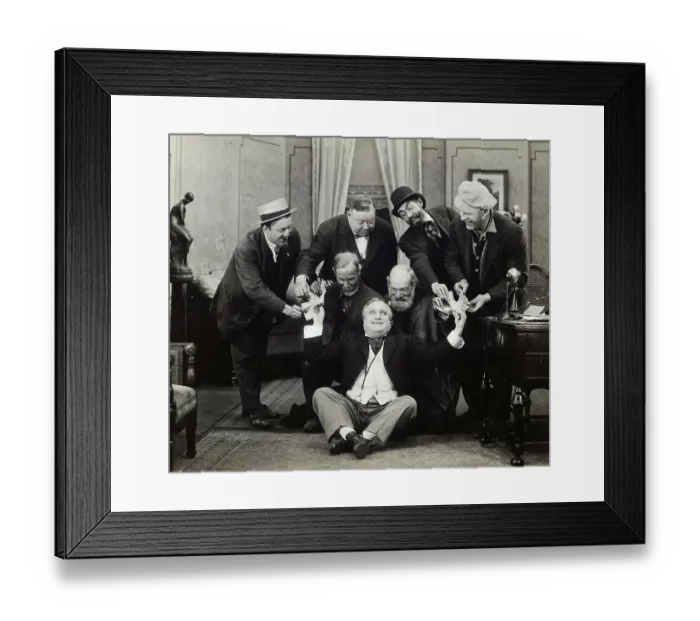 Framed Print : Six Comedians Taking a Bill from One Actor Framed Print : Six Comedians Taking a Bill from One Actor
