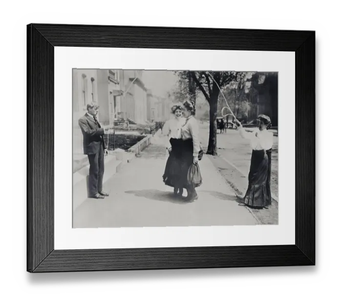 Framed Print : Adults with jumping rope in street, New York City, New York State, USA Framed Print : Adults with jumping rope in street, New York City, New York State, USA
