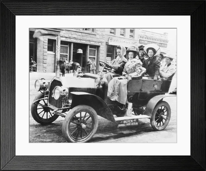 Framed Print : Women Riding in Old Buick Framed Print : Women Riding in Old Buick