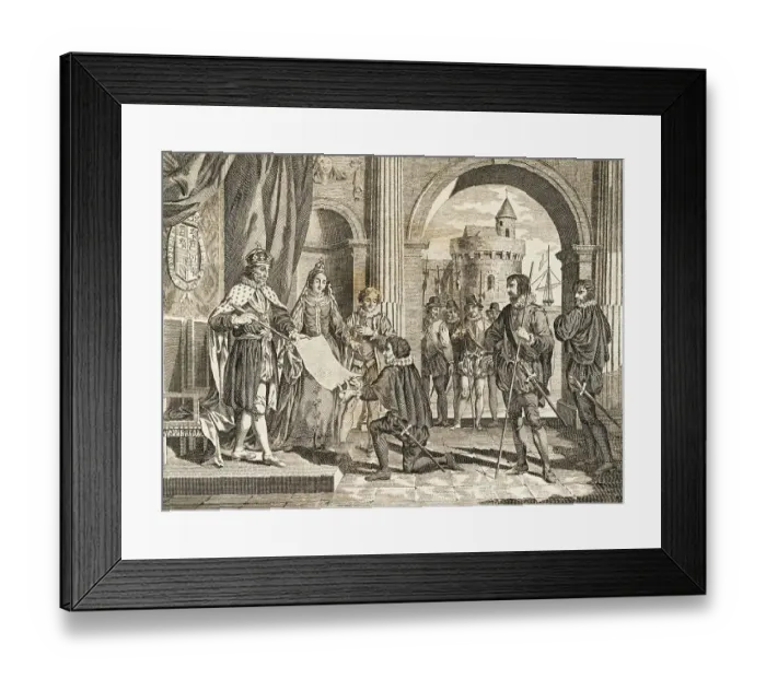 Framed Print : Christopher Columbus Presenting Himself Framed Print : Christopher Columbus Presenting Himself