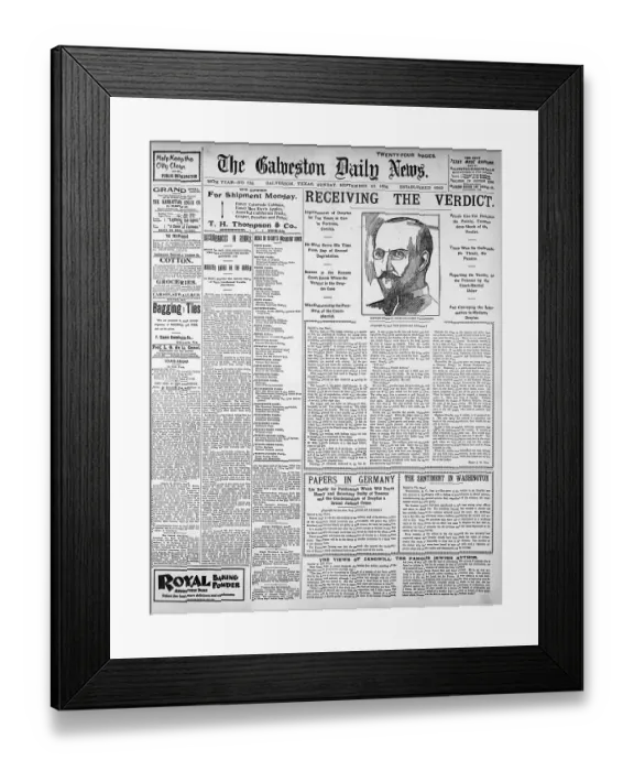Framed Print : Galveston Daily Newspaper Framed Print : Galveston Daily Newspaper