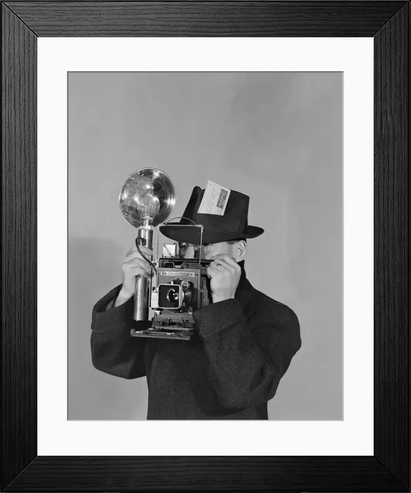 Framed Print : Reporter with Speed Graphic Camera Framed Print : Reporter with Speed Graphic Camera
