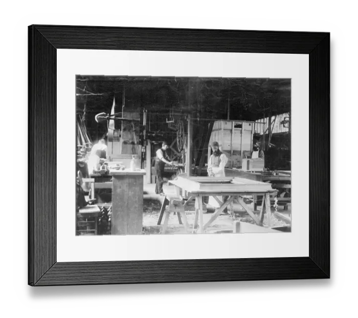 Framed Print : Carpenters Working in Shop Framed Print : Carpenters Working in Shop