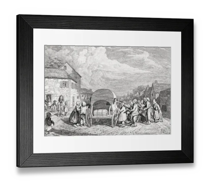 Framed Print : Beggars Surrounding Carriage Framed Print : Beggars Surrounding Carriage