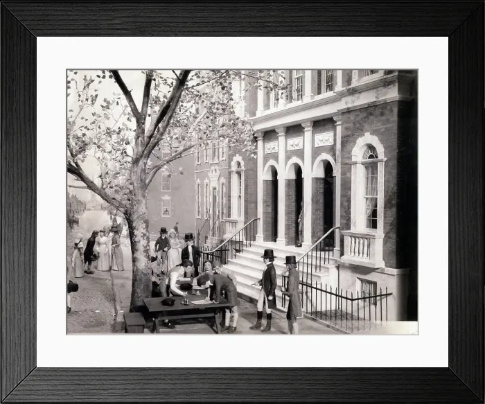 Framed Print : Traders Meeting on Wall Street Framed Print : Traders Meeting on Wall Street