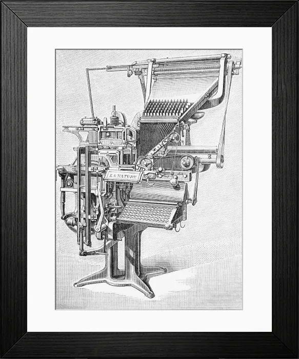 Framed Print : 19th Century Linotype Machine Framed Print : 19th Century Linotype Machine