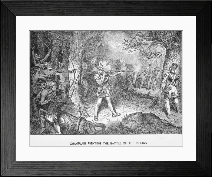 Framed Print : Champlain Fighting Indians