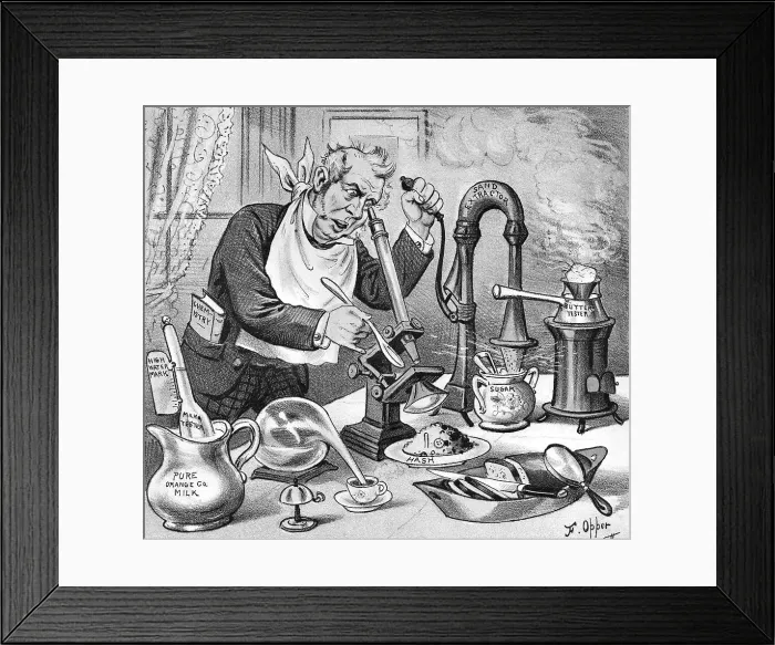 Framed Print : Look Before You Eat Cartoon by Frederick Opper Framed Print : Look Before You Eat Cartoon by Frederick Opper