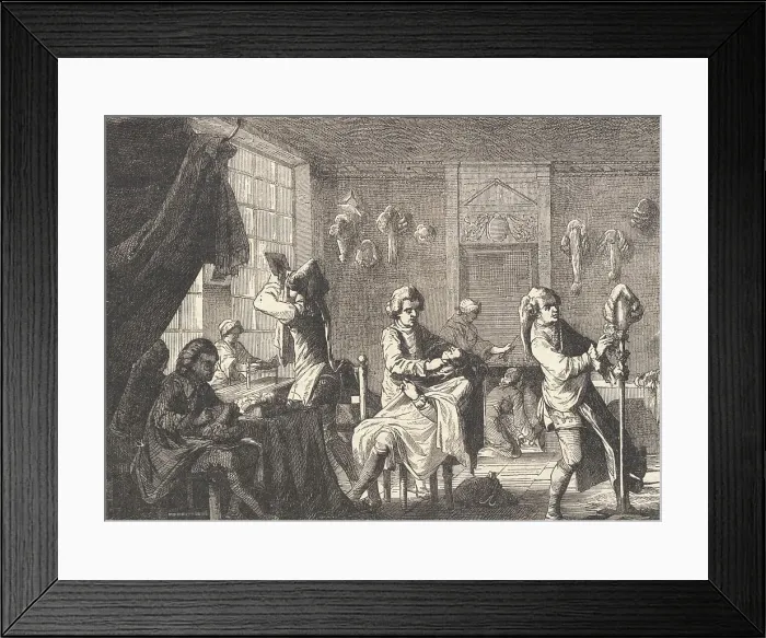 Framed Print : Workers Making Wigs