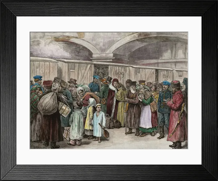 Framed Print : Sketch of Jews Being Ordered from Their Homeland in Russia by B. Baruch Framed Print : Sketch of Jews Being Ordered from Their Homeland in Russia by B. Baruch