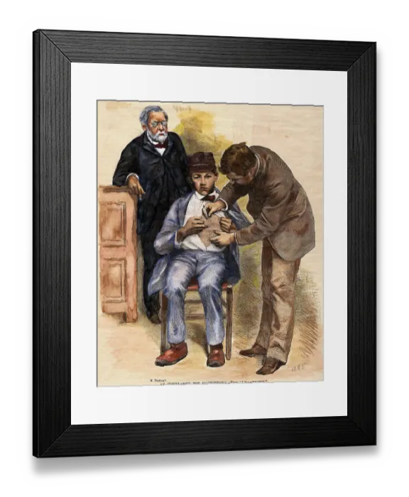 Framed Print : Print of Pasteur Performing Rabies Treatment on Patient Framed Print : Print of Pasteur Performing Rabies Treatment on Patient