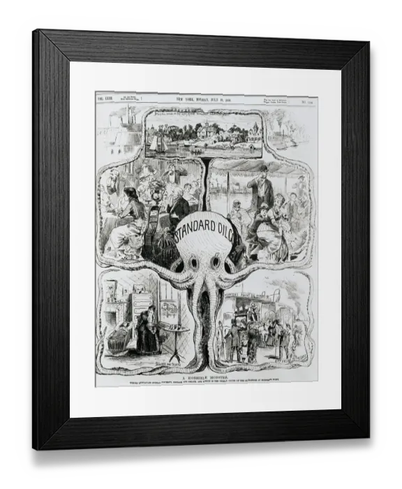 Framed Print : Political Cartoon of Pollution Problems with Standard Oil Company as Octopus Framed Print : Political Cartoon of Pollution Problems with Standard Oil Company as Octopus