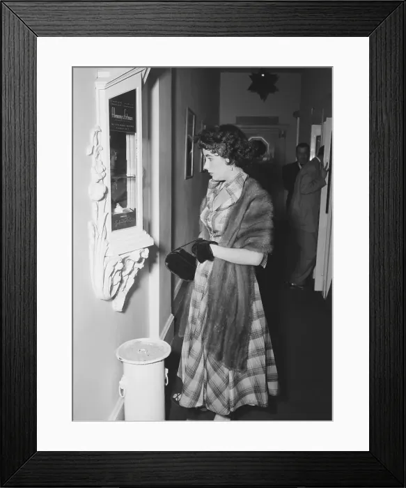 Framed Print : Actress Elizabeth Taylor Pausing at Nightclub Display Framed Print : Actress Elizabeth Taylor Pausing at Nightclub Display