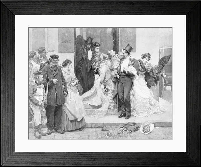 Framed Print : Poor Citizens Gazing at Well Dressed Patrons