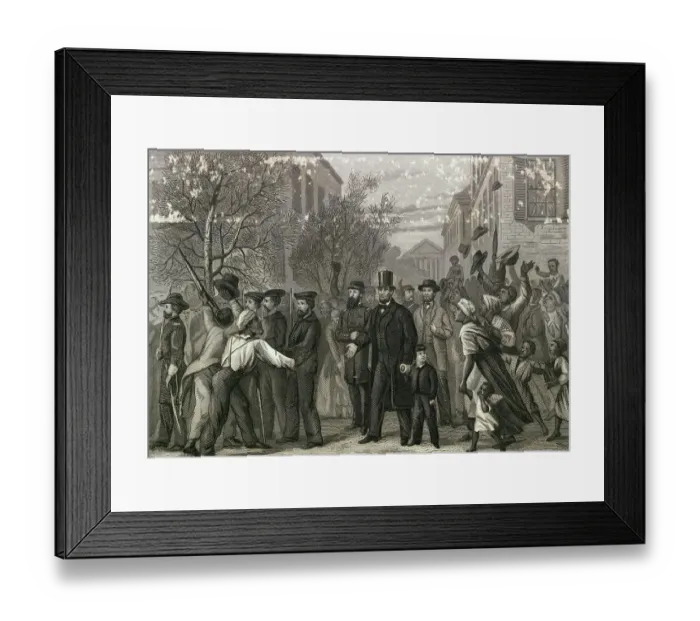 Framed Print : Crowds Welcoming Abraham Lincoln Framed Print : Crowds Welcoming Abraham Lincoln