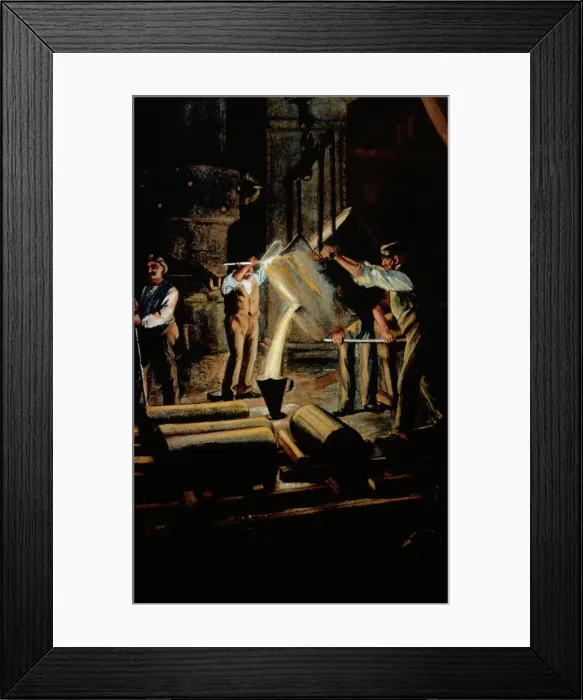 Framed Print : 19th-Century Print of Men Casting Iron Framed Print : 19th-Century Print of Men Casting Iron