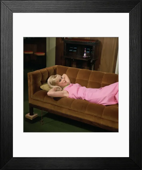 Framed Print : Barbara Eden Relaxing on Sofa Framed Print : Barbara Eden Relaxing on Sofa