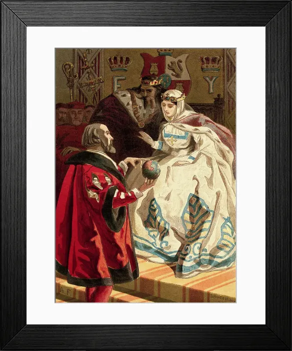 Framed Print : Portrait of Columbus and Queen Isabella Framed Print : Portrait of Columbus and Queen Isabella