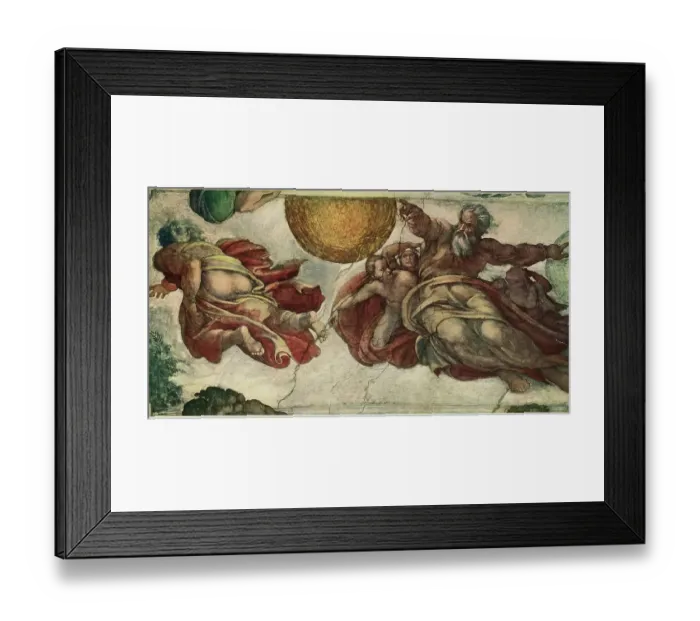 Framed Print : The Creation of the Sun, Moon, and Plants by Michaelangelo Buonarroti Framed Print : The Creation of the Sun, Moon, and Plants by Michaelangelo Buonarroti