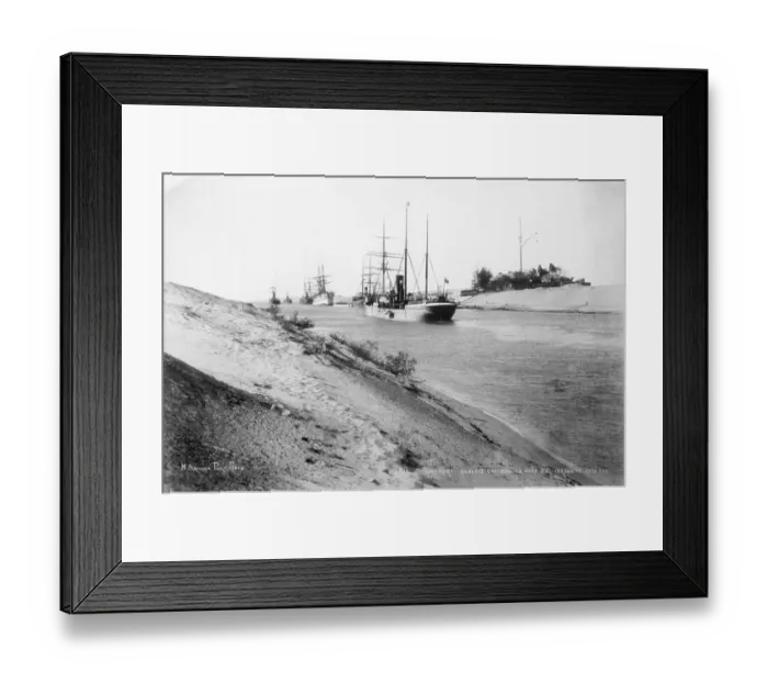 Framed Print : Port Said--Undated photograph of English transport boats crossing the station Framed Print : Port Said--Undated photograph of English transport boats crossing the station